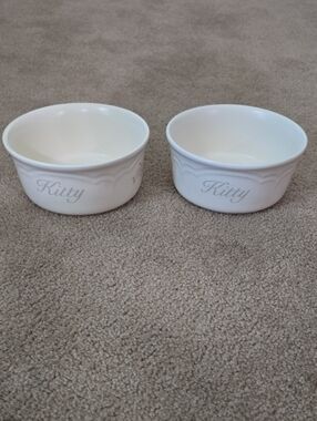 2 Pfaltzgraff Tea Rose Kitty Food And Water Bowls